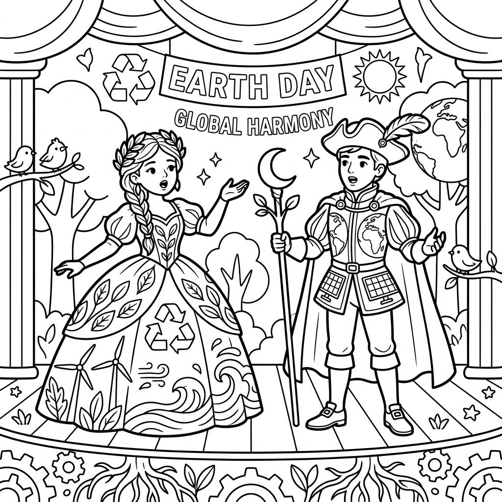Opera Singers Earth Day Coloring Page - Free Printable Fun — Color Pop