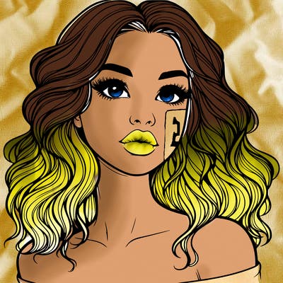 realistic girl with wavy hair and lips