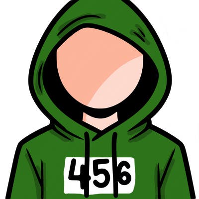 a person with non face waering a hoodie with a 456 symbol