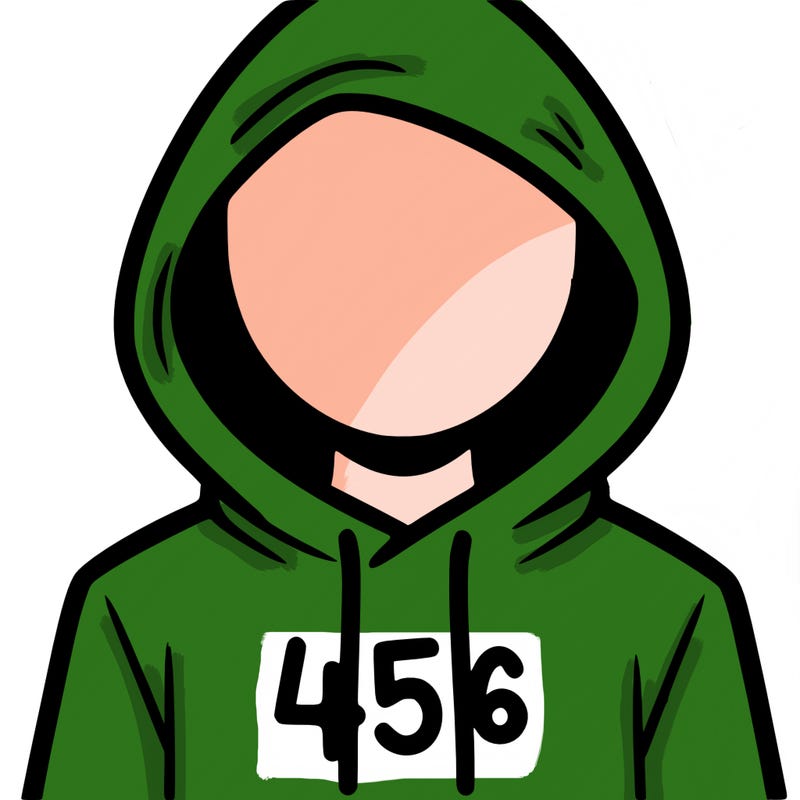 a person with non face waering a hoodie with a 456 symbol