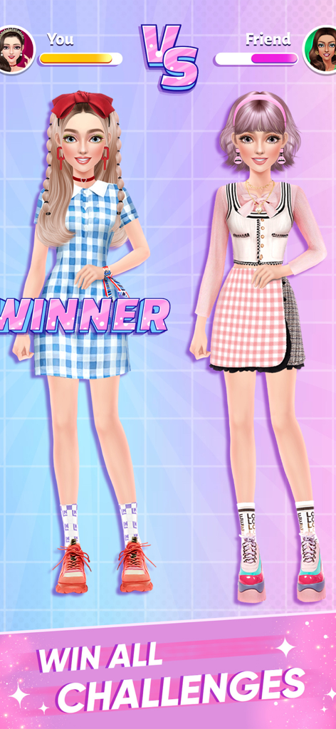 Bridal Boutique Wedding Games - Two female game characters in a fashion competition with the winner announced