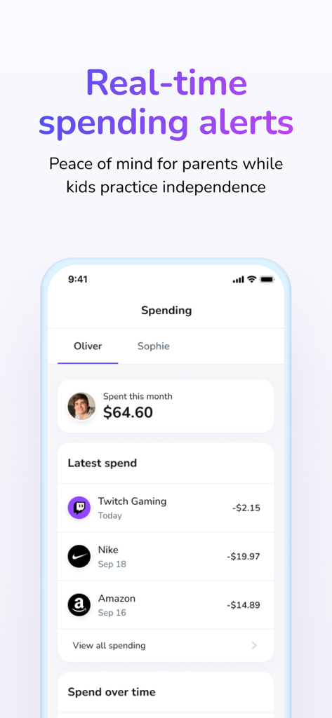 Till: Kids & Teen Banking - Real-time spending alerts for parents in the Till kids banking app
