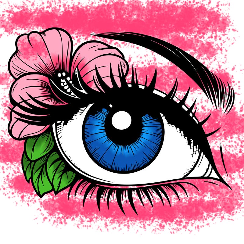 realistic eye with flower