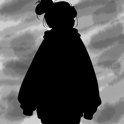 realistic girl with a oversized sweatshirt on and a bun