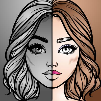 realistic girl split half