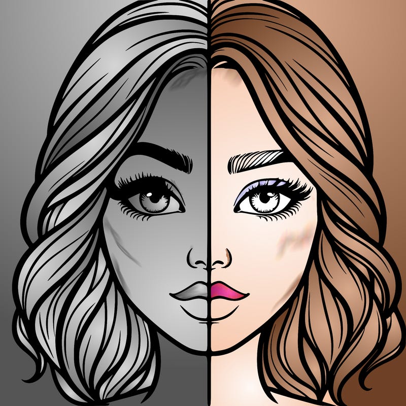 realistic girl split half