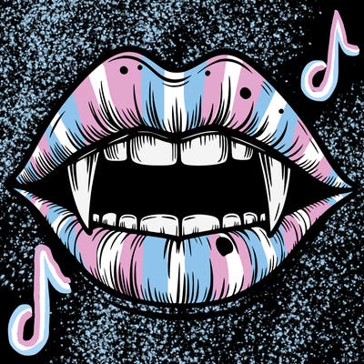 lips with vampire teeth