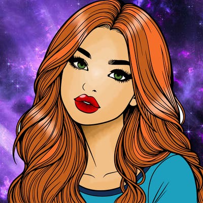 realistic girl with hair on her hair and lips