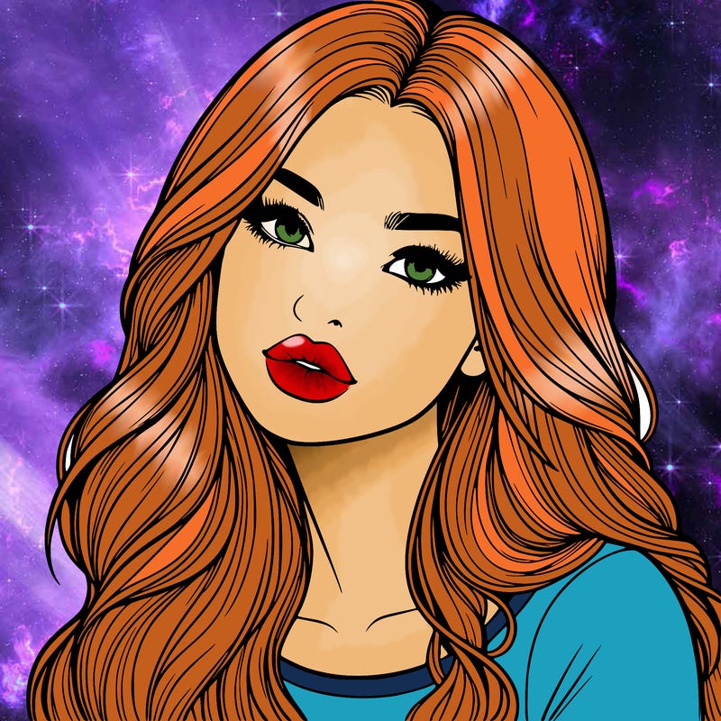 realistic girl with hair on her hair and lips