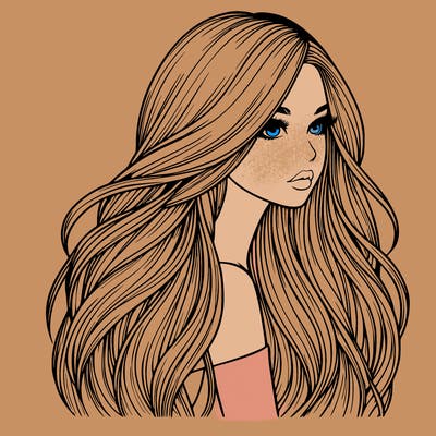 realistic girl with long realistic hair