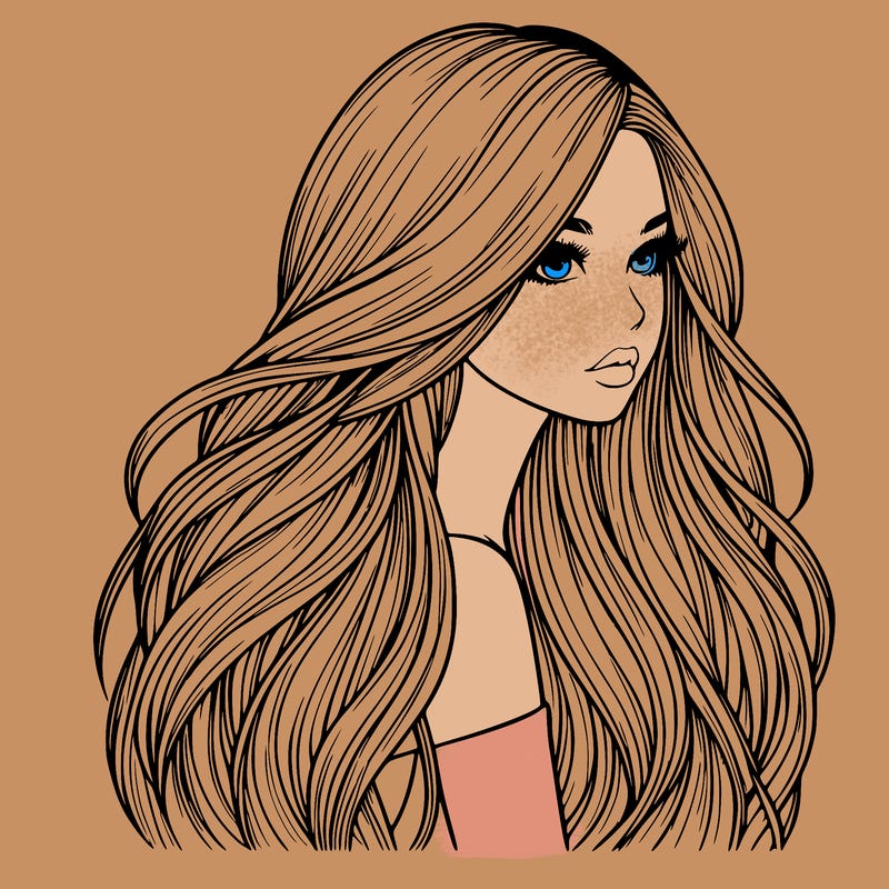 realistic girl with long realistic hair