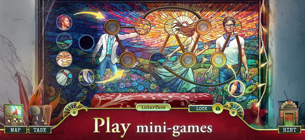 여기서 일어난 일 4 범죄의 스테인드글라스 벽화 퍼즐 미니 게임