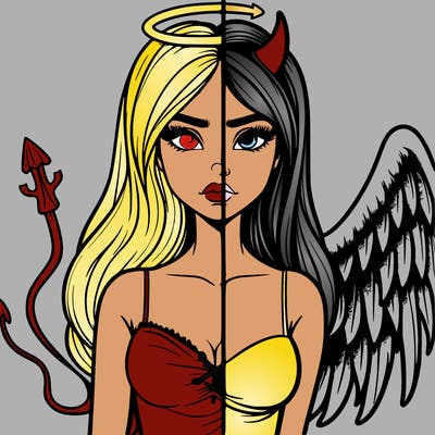 devil vs angel realistic girl