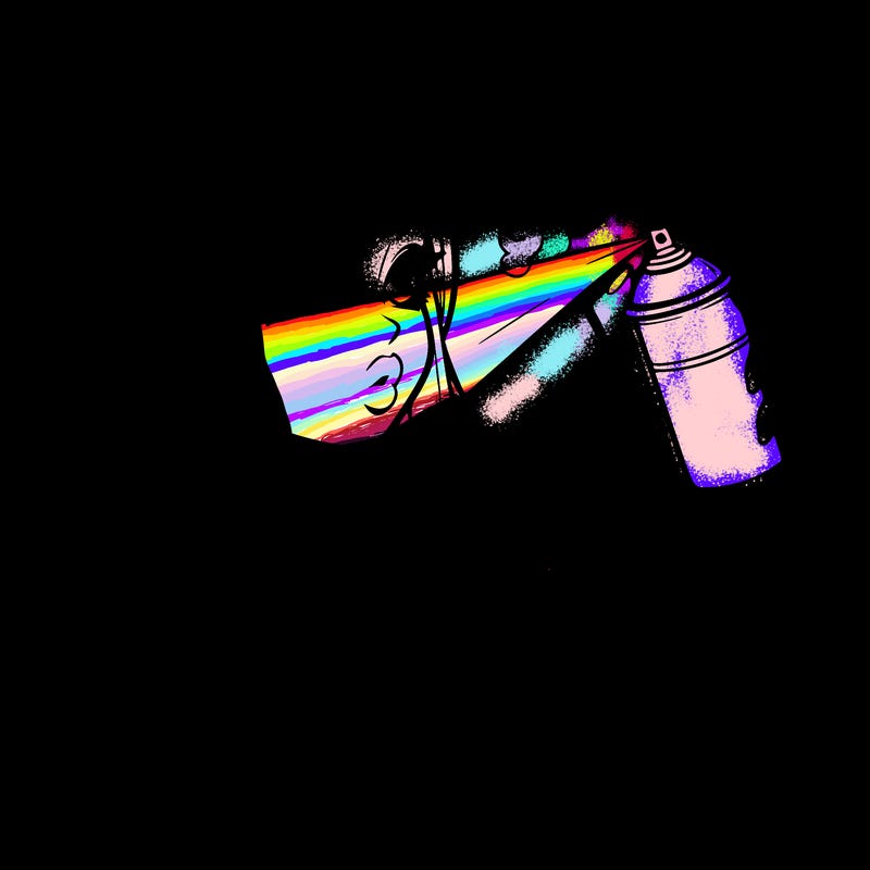 realistic girl spray painting