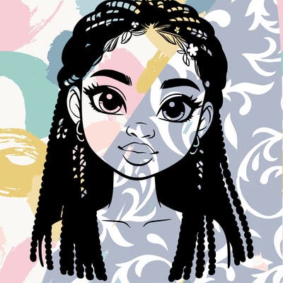 a realistic black girl with braids