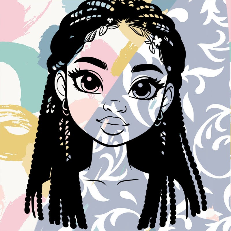 a realistic black girl with braids
