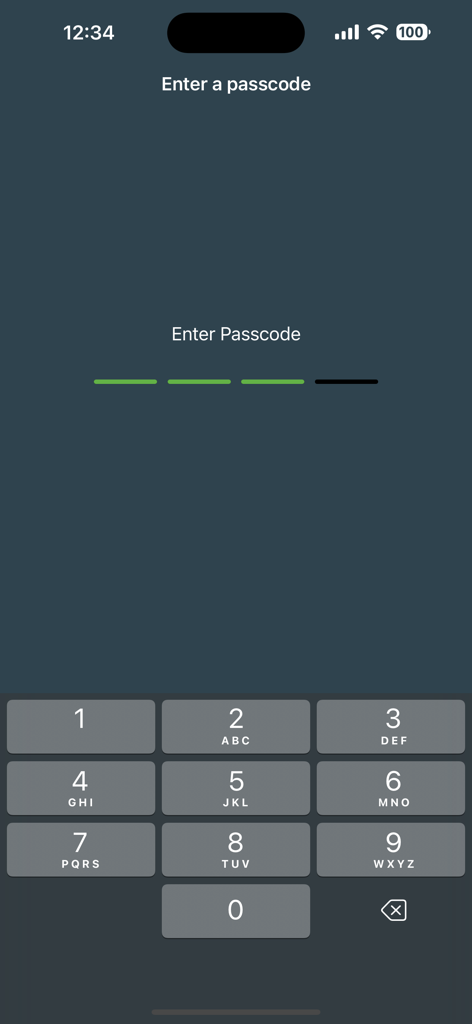 Passcode entry screen for the Flex IPTV app featuring a numeric keypad