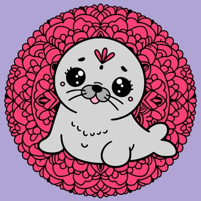 a cute baby seal mandala