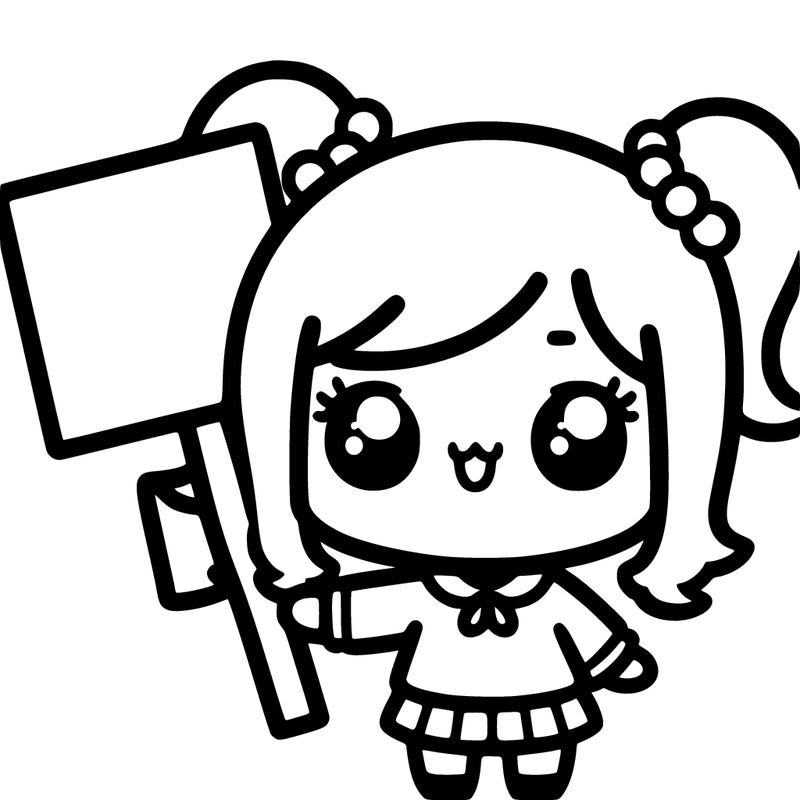 kawii girl holding sign