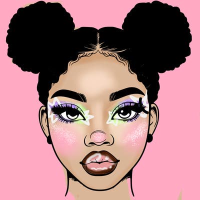 realistic black woman with two buns