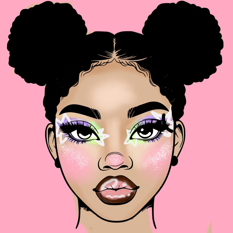 realistic black woman with two buns