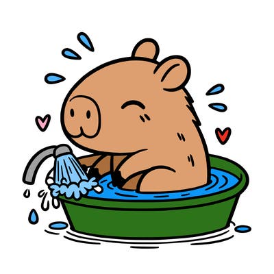capybara taking a bath