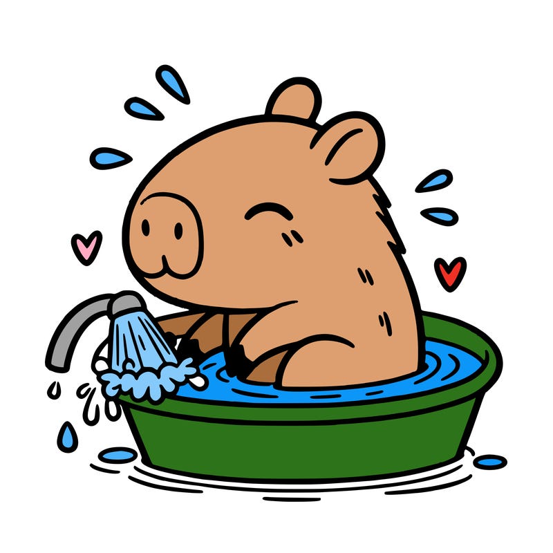 capybara taking a bath