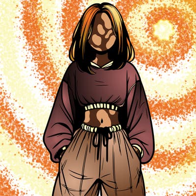 realistic girl faceless with baggy pants and a crop top