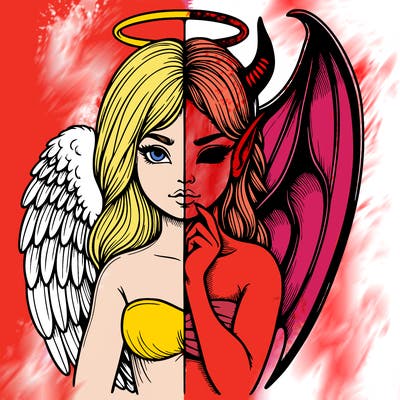 realistic angel half demon