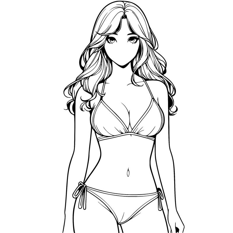 realistic girl with a revealing swimsuit