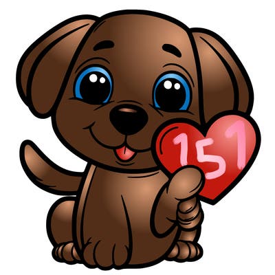 dog holding heart