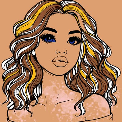 realistic girl with wavy hair and lips
