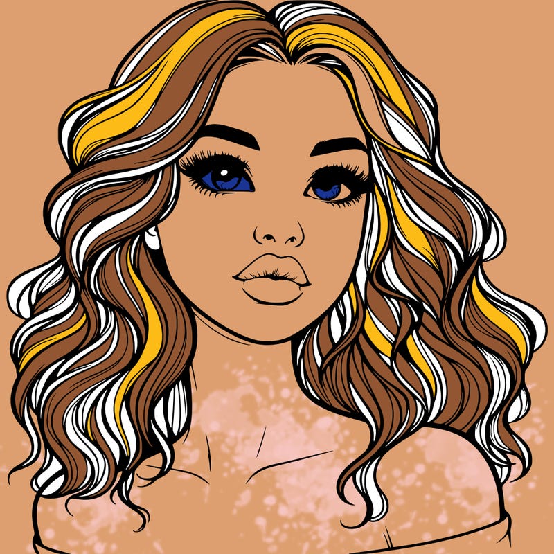 realistic girl with wavy hair and lips