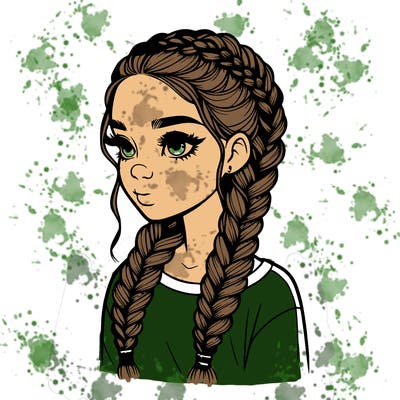 realistic girl with braids