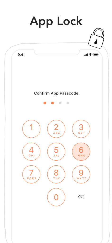 Doc Fax - Mobile Fax App - Pantalla de bloqueo de la aplicación Doc Fax que muestra un teclado numérico para la confirmación del código de acceso