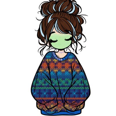 girl with baggy sweatshirt and messy bun