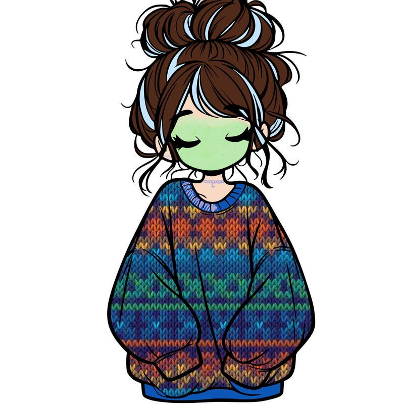 girl with baggy sweatshirt and messy bun