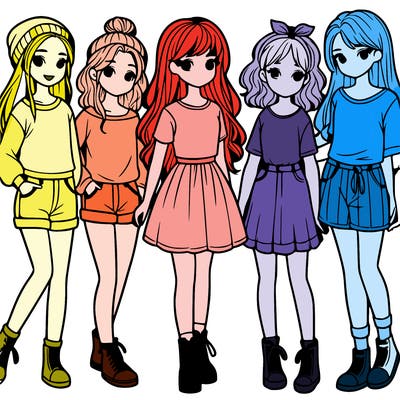 a group of five girls