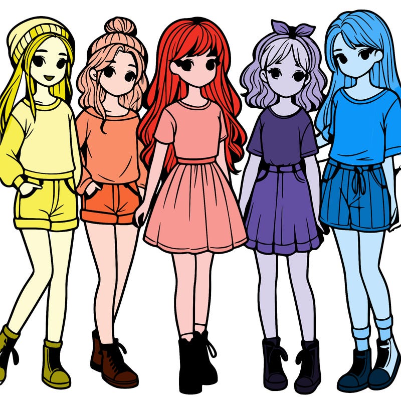 a group of five girls