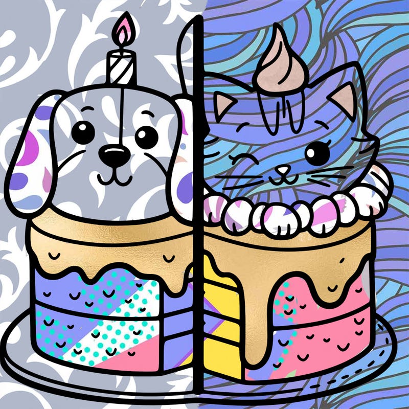 split dog and cat cake