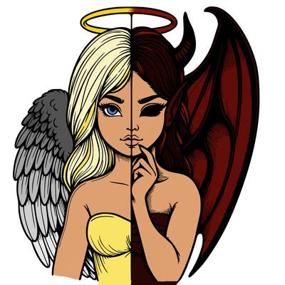 realistic angel half demon