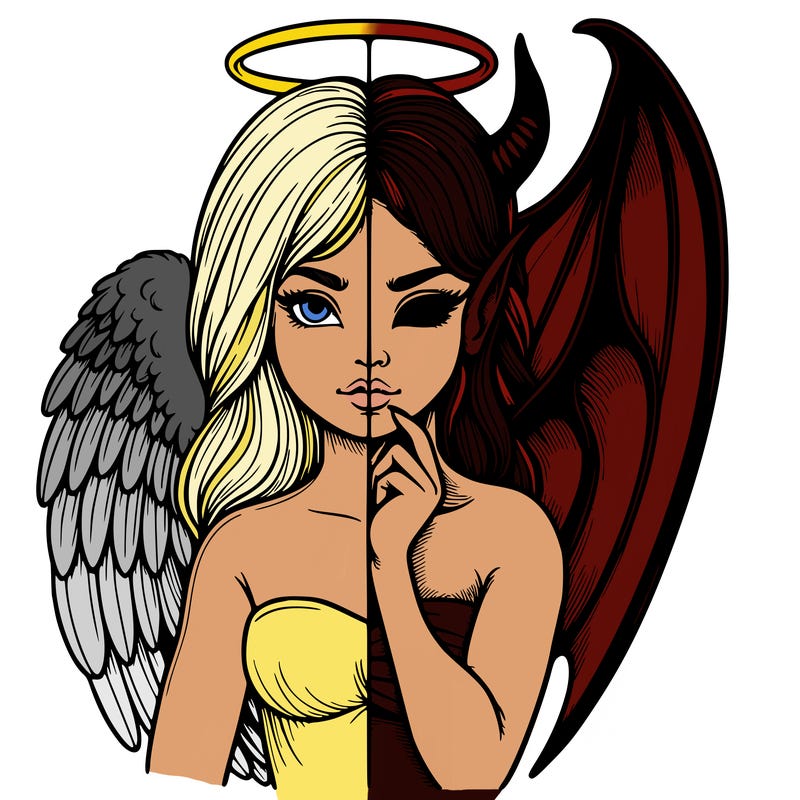 realistic angel half demon