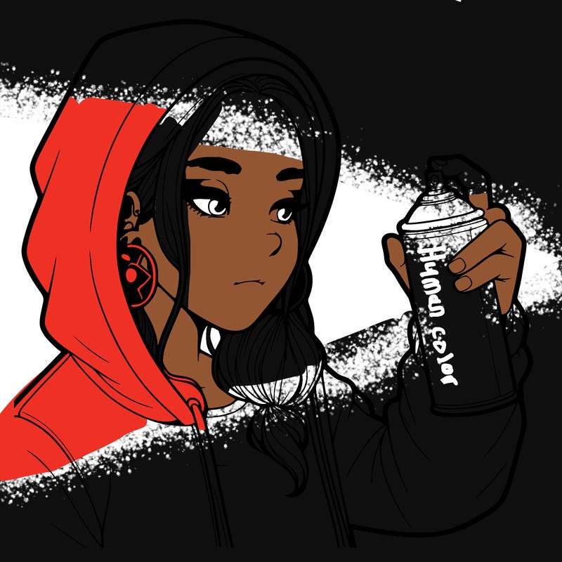 a realistic girl, spray painting