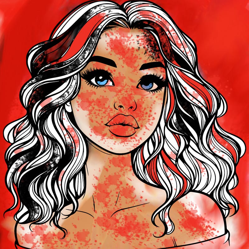 realistic girl with wavy hair and lips