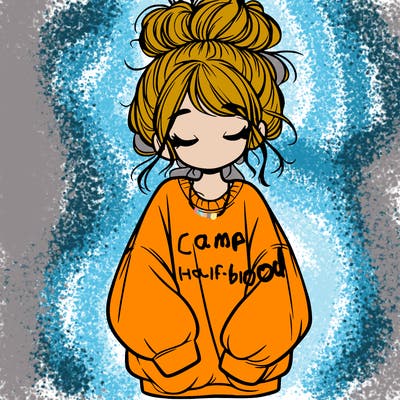 girl with baggy sweatshirt and messy bun