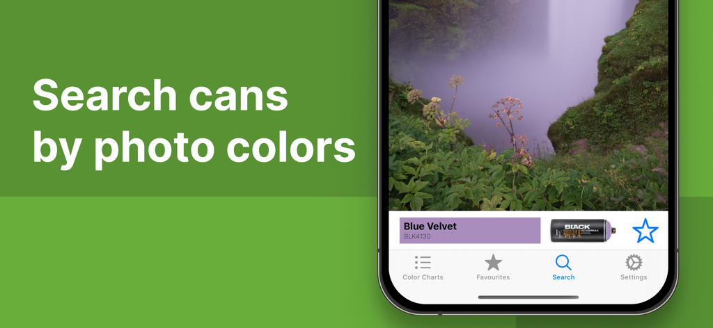 Screenshot of the Cans app showing the feature to search for spray paint colors from a photo