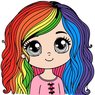 girl with rainbow hair