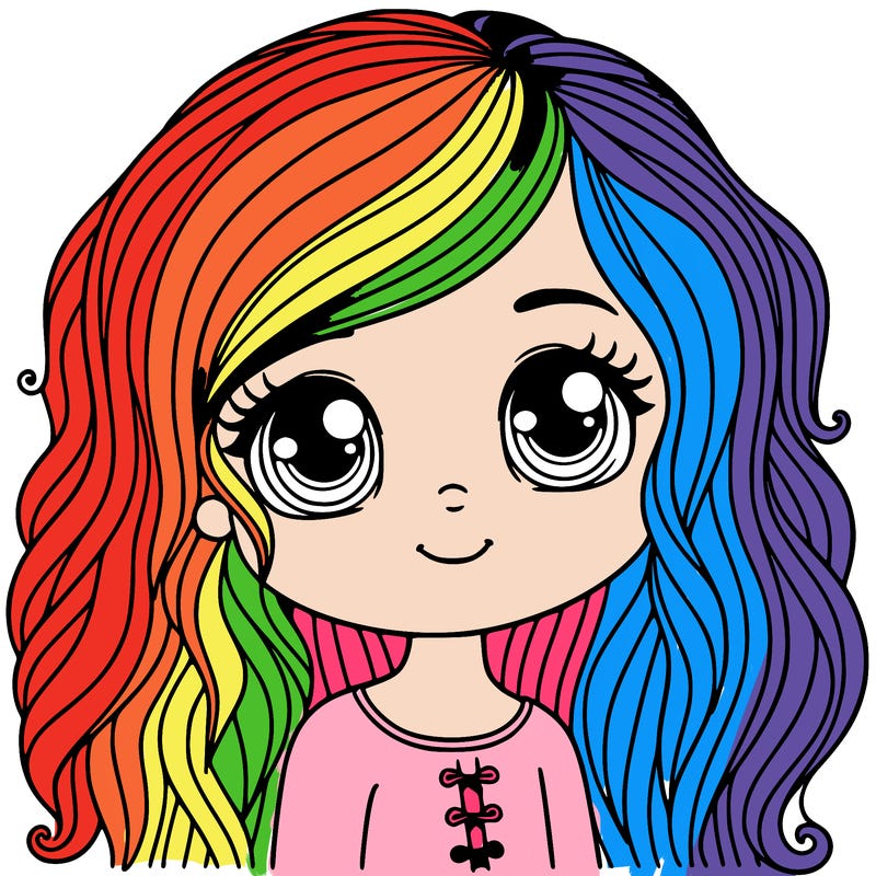 girl with rainbow hair