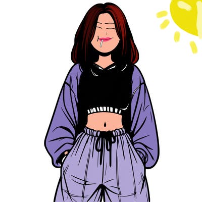 realistic girl faceless with baggy pants and a crop top