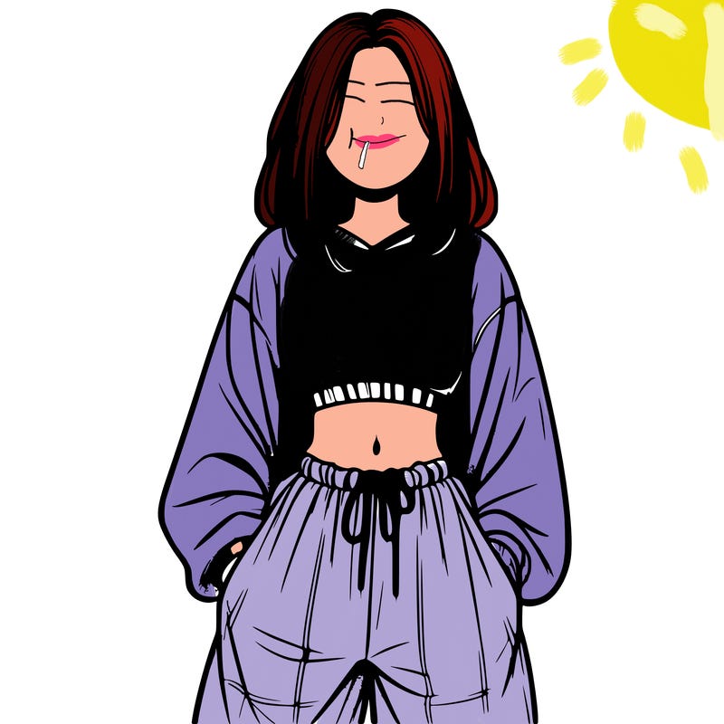 realistic girl faceless with baggy pants and a crop top